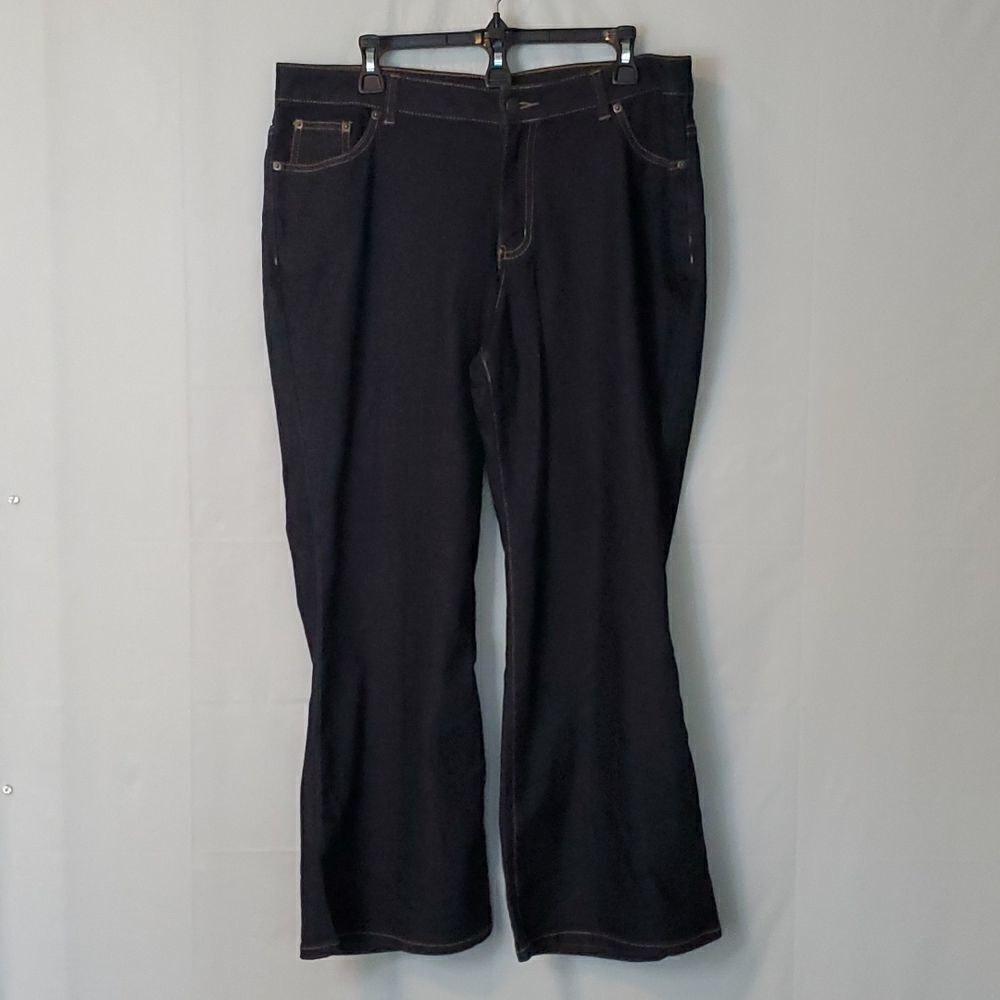 Venezia Womens Petite Size 16 Blue Mid-Rise Wide Leg Denim Jeans